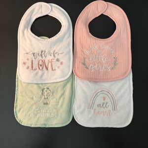 Baby Bib 4pc Set - Pink, Green, and White